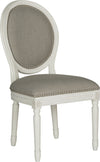 Safavieh Holloway 19''H French Brasserie Linen Oval Side Chair-Silver Nail Heads Light Grey and Cream Furniture 
