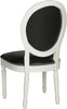 Safavieh Holloway 19''H French Brasserie Leather Oval Side Chair-Silver Nail Heads Black and Cream Furniture 