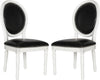 Safavieh Holloway 19''H French Brasserie Leather Oval Side Chair-Silver Nail Heads Black and Cream Furniture 
