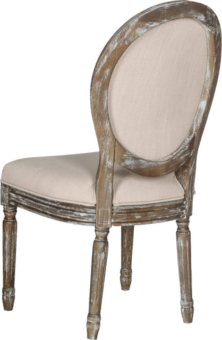 Safavieh Holloway 19''H French Brasserie Linen Oval Side Chair Beige and Rustic Oak Furniture 