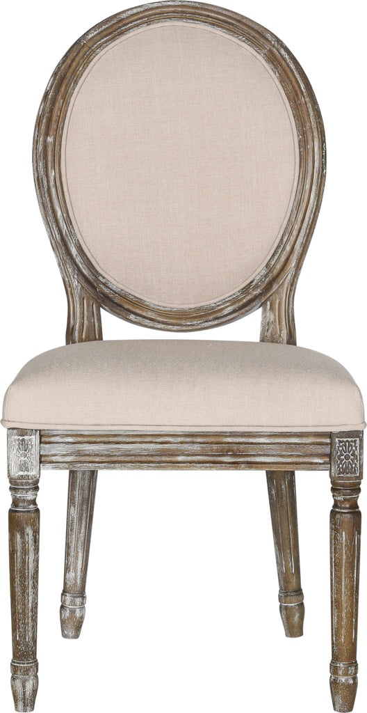 Safavieh Holloway 19''H French Brasserie Linen Oval Side Chair Beige and Rustic Oak Furniture main image