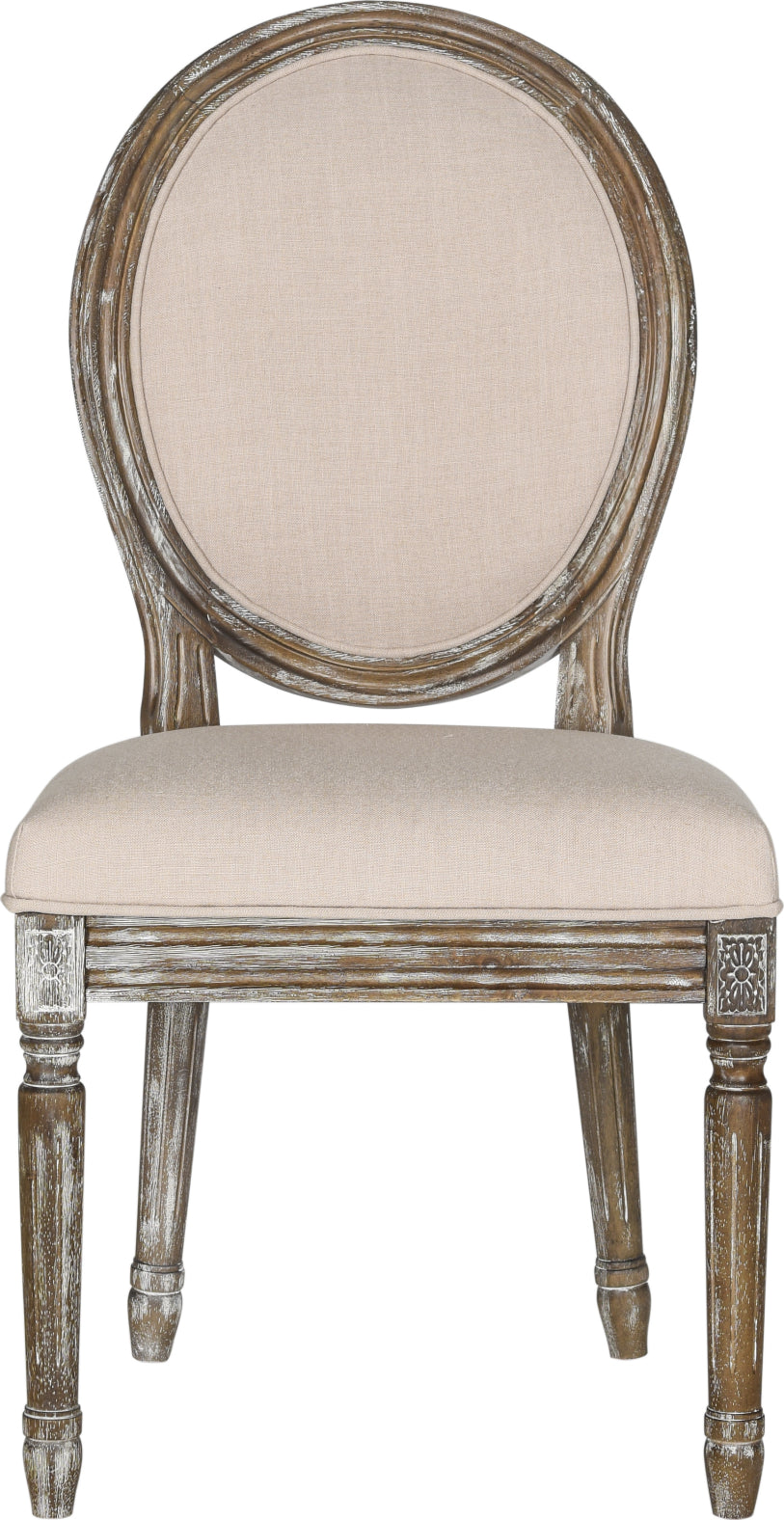 Safavieh Holloway 19''H French Brasserie Linen Oval Side Chair Beige and Rustic Oak Furniture main image