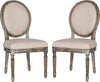 Safavieh Holloway 19''H French Brasserie Linen Oval Side Chair Beige and Rustic Oak Furniture 