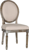 Safavieh Holloway 19''H French Brasserie Linen Oval Side Chair Beige and Rustic Oak Furniture 