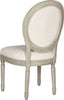 Safavieh Holloway 19''H French Brasserie Linen Oval Side Chair Light Beige and Rustic Grey Furniture 