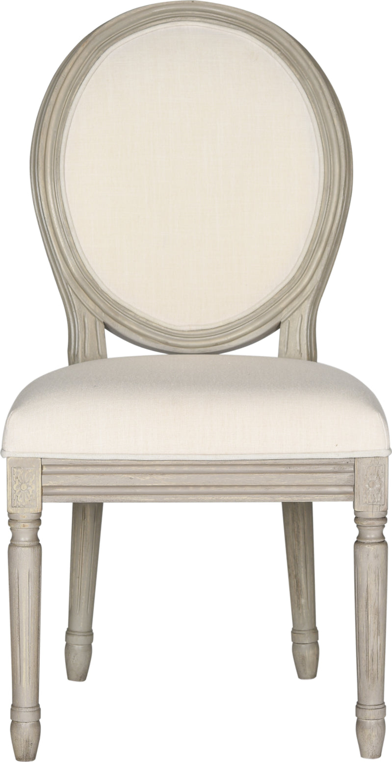 Safavieh Holloway 19''H French Brasserie Linen Oval Side Chair Light Beige and Rustic Grey Furniture main image