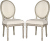Safavieh Holloway 19''H French Brasserie Linen Oval Side Chair Light Beige and Rustic Grey Furniture 