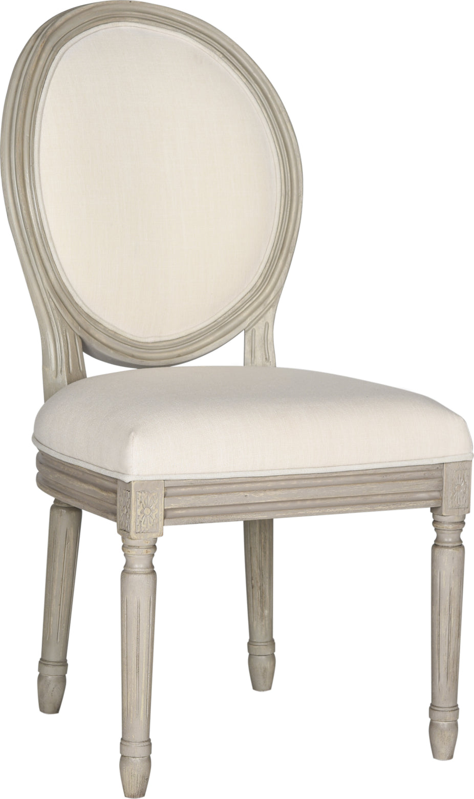 King Louis Back Side Chair Set of 4 Upholstered Linen Dining Room Chairs  Light gray French Country Dining Chairs