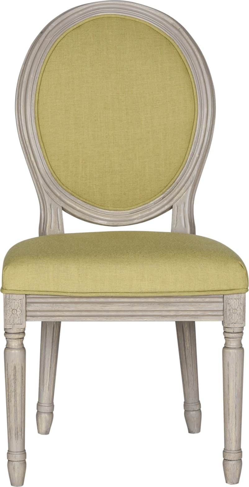 Safavieh Holloway 19''H French Brasserie Linen Oval Side Chair Spring Green and Rustic Grey Furniture main image