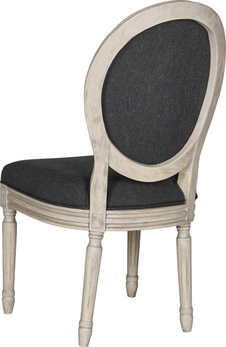 Safavieh Holloway 19''H French Brasserie Linen Oval Side Chair Charcoal and Rustic Grey Furniture 