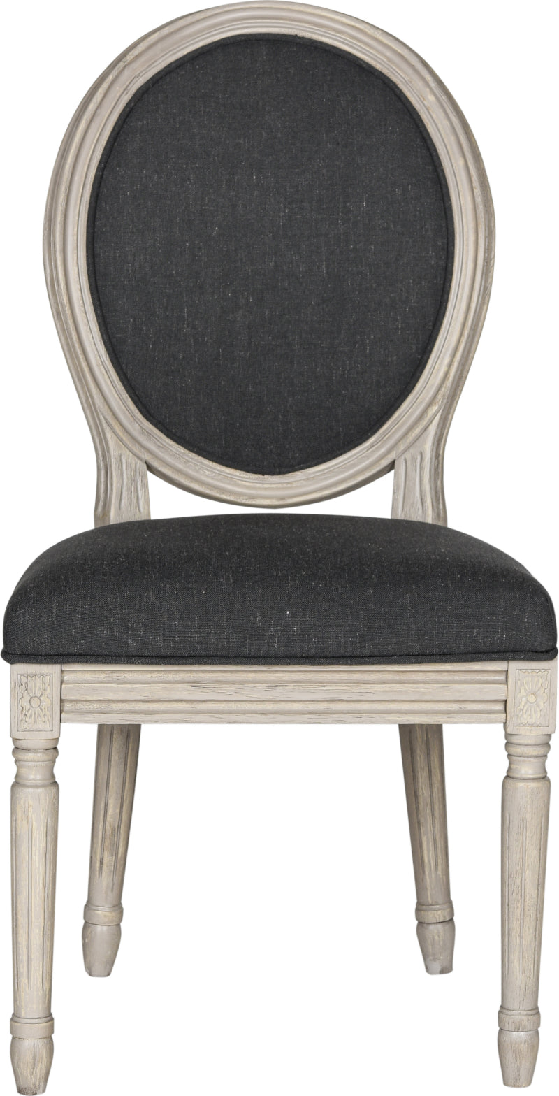 Safavieh Holloway 19''H French Brasserie Linen Oval Side Chair Charcoal and Rustic Grey Furniture main image