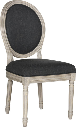 Safavieh Holloway 19''H French Brasserie Linen Oval Side Chair Charcoal and Rustic Grey Furniture 