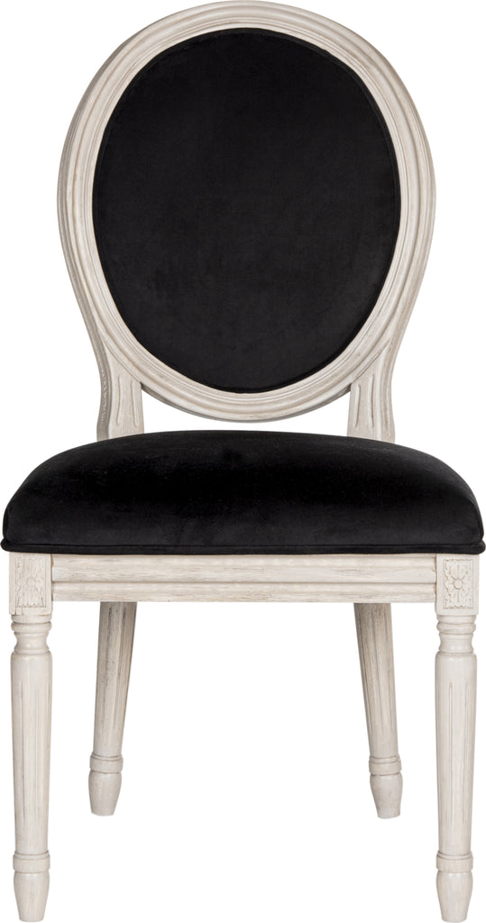 Safavieh Holloway 19''H French Brasserie Velvet Oval Side Chair Black and Rustic Grey Furniture main image