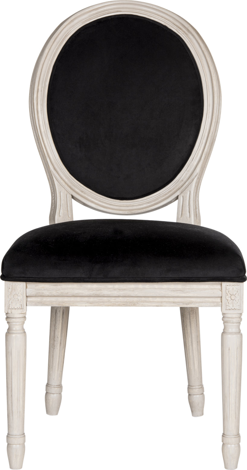 Safavieh Holloway French Brasserie Velvet Oval Side Chair Black