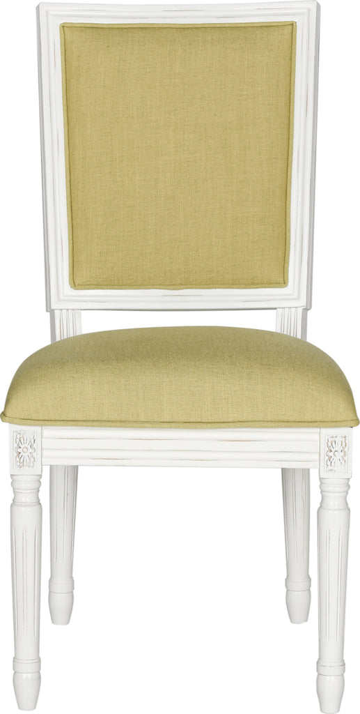 Safavieh Buchanan 19''H French Brasserie Linen Rect Side Chair Spring Green and Cream Furniture main image