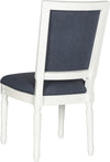 Safavieh Buchanan 19''H French Brasserie Linen Rect Side Chair Navy and Cream Furniture 