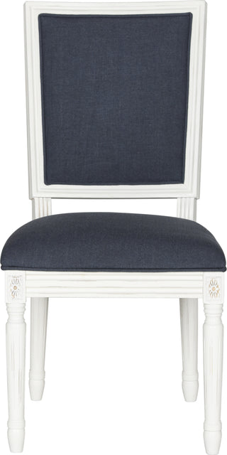 Safavieh Buchanan 19''H French Brasserie Linen Rect Side Chair Navy and Cream Furniture main image