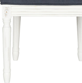 Safavieh Buchanan 19''H French Brasserie Linen Rect Side Chair Navy and Cream Furniture 