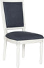 Safavieh Buchanan 19''H French Brasserie Linen Rect Side Chair Navy and Cream Furniture 