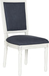 Safavieh Buchanan 19''H French Brasserie Linen Rect Side Chair Navy and Cream Furniture 