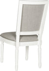 Safavieh Buchanan 19''H French Brasserie Linen Rect Side Chair-Silver Nail Heads Light Grey and Cream Furniture 