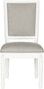Safavieh Buchanan 19''H French Brasserie Linen Rect Side Chair-Silver Nail Heads Light Grey and Cream Furniture main image