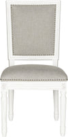 Safavieh Buchanan 19''H French Brasserie Linen Rect Side Chair-Silver Nail Heads Light Grey and Cream Furniture main image