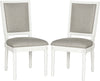 Safavieh Buchanan 19''H French Brasserie Linen Rect Side Chair-Silver Nail Heads Light Grey and Cream Furniture 