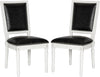 Safavieh Buchanan 19''H French Brasserie Leather Rect Side Chair-Silver Nail Heads Black and Cream Furniture 