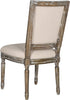 Safavieh Buchanan 19''H French Brasserie Linen Rect Side Chair Beige and Rustic Oak Furniture 