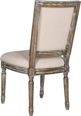 Safavieh Buchanan 19''H French Brasserie Linen Rect Side Chair Beige and Rustic Oak Furniture 