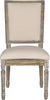 Safavieh Buchanan 19''H French Brasserie Linen Rect Side Chair Beige and Rustic Oak Furniture main image