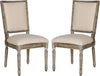 Safavieh Buchanan 19''H French Brasserie Linen Rect Side Chair Beige and Rustic Oak Furniture 
