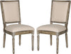 Safavieh Buchanan 19''H French Brasserie Linen Rect Side Chair Beige and Rustic Oak Furniture 
