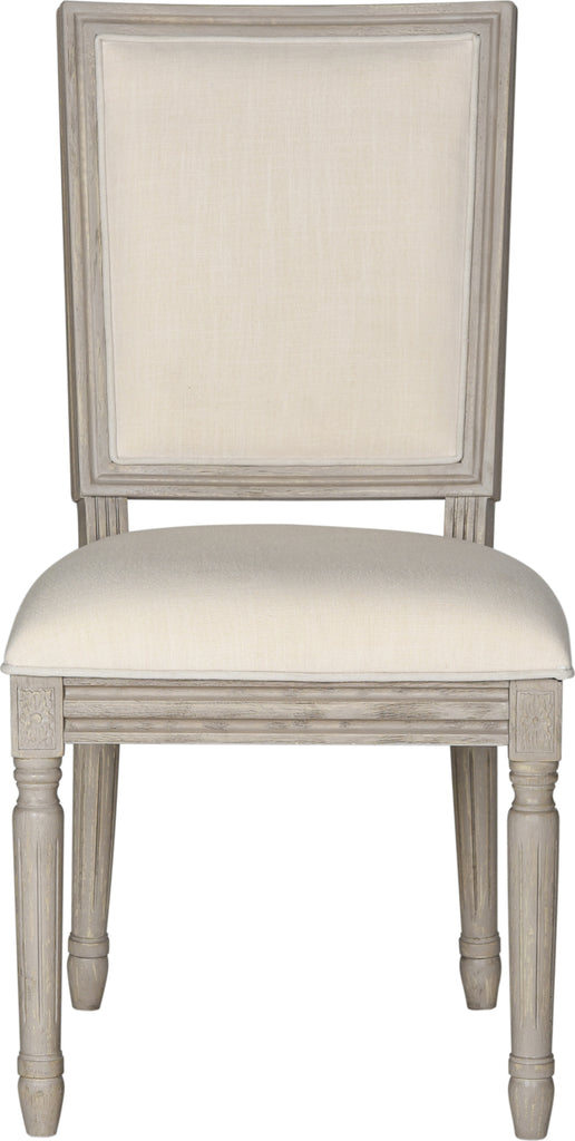 Safavieh Buchanan 19''H French Brasserie Linen Rect Side Chair Light Beige and Rustic Grey Furniture main image