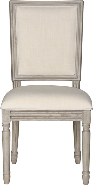 Safavieh Buchanan 19''H French Brasserie Linen Rect Side Chair Light Beige and Rustic Grey Furniture main image