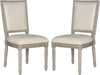 Safavieh Buchanan 19''H French Brasserie Linen Rect Side Chair Light Beige and Rustic Grey Furniture 