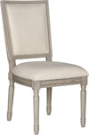 Safavieh Buchanan 19''H French Brasserie Linen Rect Side Chair Light Beige and Rustic Grey Furniture 