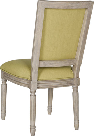 Safavieh Buchanan 19''H French Brasserie Linen Rect Side Chair Spring Green and Rustic Grey Furniture 