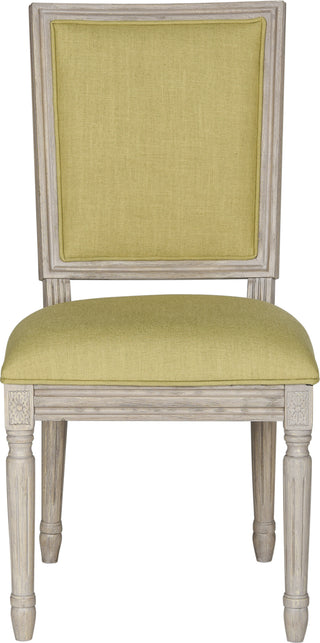 Safavieh Buchanan 19''H French Brasserie Linen Rect Side Chair Spring Green and Rustic Grey Furniture main image