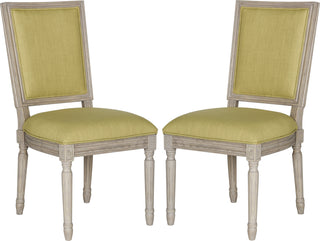 Safavieh Buchanan 19''H French Brasserie Linen Rect Side Chair Spring Green and Rustic Grey Furniture 