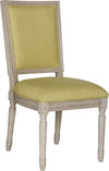 Safavieh Buchanan 19''H French Brasserie Linen Rect Side Chair Spring Green and Rustic Grey Furniture 