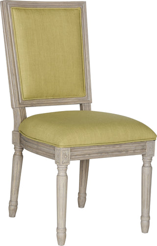 Safavieh Buchanan 19''H French Brasserie Linen Rect Side Chair Spring Green and Rustic Grey Furniture 