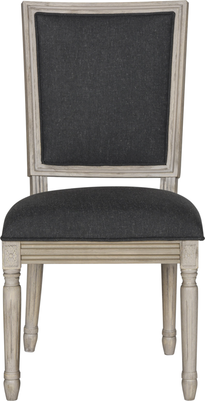 Safavieh Buchanan 19''H French Brasserie Linen Rect Side Chair Charcoal and Rustic Grey Furniture main image