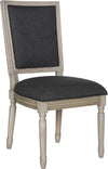 Safavieh Buchanan 19''H French Brasserie Linen Rect Side Chair Charcoal and Rustic Grey Furniture 
