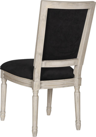 Safavieh Buchanan 19''H French Brasserie Velvet Rect Side Chair-Silver Nail Heads Black and Rustic Grey Furniture 