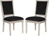 Safavieh Buchanan 19''H French Brasserie Velvet Rect Side Chair-Silver Nail Heads Black and Rustic Grey Furniture 