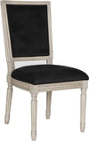 Safavieh Buchanan 19''H French Brasserie Velvet Rect Side Chair-Silver Nail Heads Black and Rustic Grey Furniture 