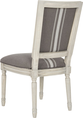 Safavieh Buchanan 19''H French Brasserie Linen Rect Side Chair Grey and Beige Rustic Furniture 