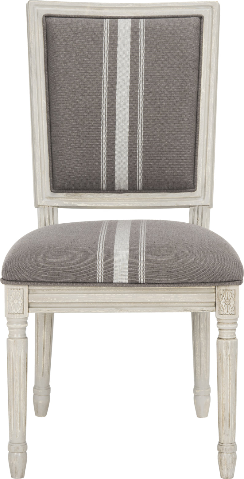 Safavieh Buchanan 19''H French Brasserie Linen Rect Side Chair Grey and Beige Rustic Furniture main image